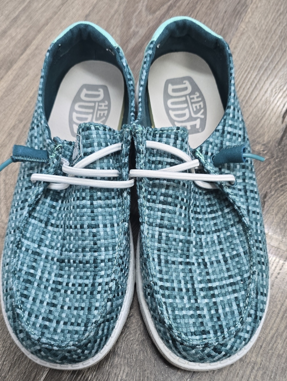 Hey Dude Women's Woven Teal Moccasins